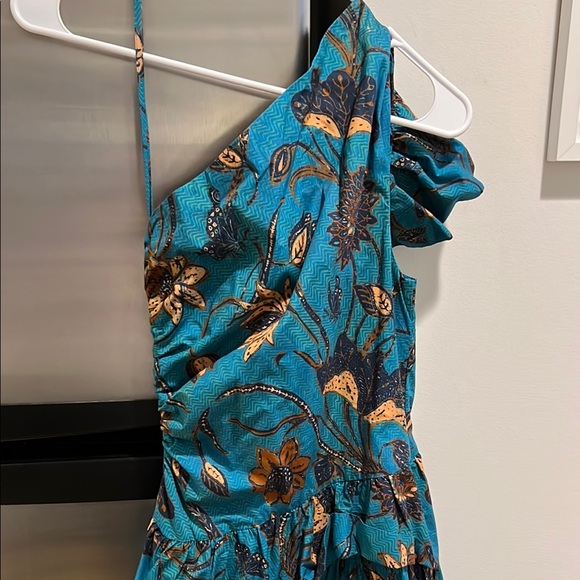 Floral One-Shoulder Dress in Teal and Brown ULLA JOHNSON - Picture 5 of 7